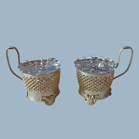 Set of 2 candle holder gold - Picture 1 of 8